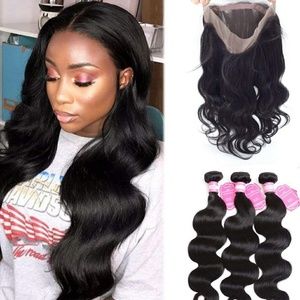Brazilian body Wave bundles and 360 lace closure